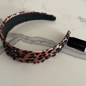 Gorgeous GIRLY beaded satin leopard fancy femme headband NWT ￼ 💕